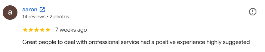 Google review from aaron, 5 stars