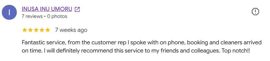 Google review from INUSA INU UMORU, 5 stars